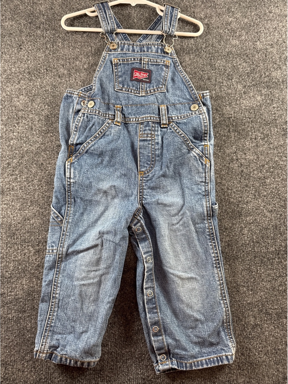 Old Navy Baby 18-24M Blue Denim Bib Overalls Snap Leg Carpenter Jeans